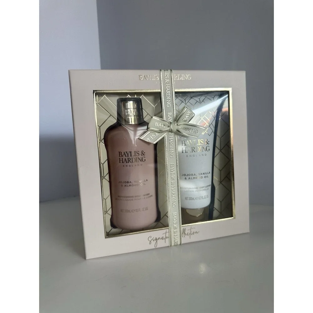 Baylis & Harding Jojoba Vanilla Almond Oil Body Wash & Lotion Gift Set 2pc NEW